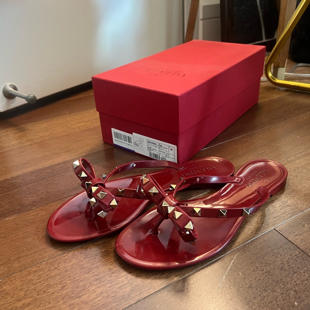 Valentino Rockstud Jelly Sandals with Box
